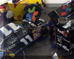 Denny Hamlin in garage area