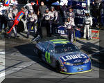 NASCAR Jimmie Johnson and the Lowe's Chevrolet make a pit stop during the Daytona 500